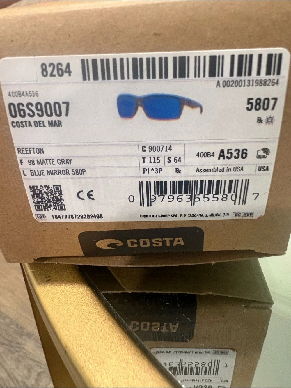Costa Men's Polarized Sunglasses in Matte Black with Blue Mirrored Lenses